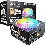 Auotac 1000W Fully Modular Power Supply, 80+ Gold PSU, ATX 3.1 & PCIe 5.1 Ready, Native Dual-Color 12V-2x6 Cable, RGB Low-Noise Smart Fan, 105°C-Rated Capacitors, Black