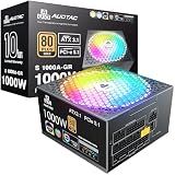Auotac 1000W Fully Modular Power Supply, 80+ Gold PSU, ATX 3.1 & PCIe 5.1 Ready, Native Dual-Color 12V-2x6 Cable, RGB Low-Noise Smart Fan, 105°C-Rated Capacitors, Black
