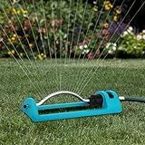 Lawn Sprinkler, Oscillating Sprinkler with 18 Hole Brass Nozzles, Gardening Tool Watering for Lawn & Garden Covers up to 3,600 sq.ft, Nozzle Cleaning Tool Build on The End of The Product, Blue
