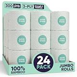 Save Trees Bamboo Toilet Paper -24 Rolls Of Septic Safe Organic Toilet Paper 3-ply, 300 Sheets Per Roll - PFAs Free, FSC Certified, Plastic & Chemical Free - For Home, Boat & RV Use