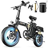 DTTZH A12 1000W Folding Ebikes for Adults, 28MPH Electric Bike Foldable, 14" Commuter Foldable Ebike, 750W Motor Folding Electric Bicycle, 48V 15Ah Battery UL 2849 Certified, 60 Miles Range (Black)