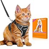 Halypet Cat Harness and Leash Set - MAX Safety 4th-Gen Upgrade, Escape Proof, Adjustable, Comfortable Soft Vest, Easy to Wear Kitten Harness with Reflective Strip for Cats Walking - Small Black