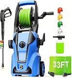 Imdot Electric Pressure Washer 5000PSI, Portable Power Washer with Adjustable Pressure, Water Pressure Washer with 33FT Hose, 4 Nozzle, Powerwasher for Home Cars Driveways, Blue
