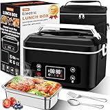 Heated Lunch Box,Electric Lunch Box,Pro 24000mah,Lunch Box Battery Powered, 5.5 Cups Portable Food Heater-3D-5 Side Heating-Intelligent Temperature Control,Suitable For Trucks,Offices(Black/White)