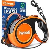 Retractable Dog Leash 18.2 ft – Chew Proof Cable Included – 360° Tangle-Free Design – Heavy Duty Reflective Leash – Soft Anti-Slip Grip Outdoor Daily for Small & Medium Dogs up to 50 lbs (Orange)