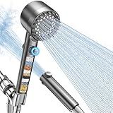 FEELSO Filtered Shower Head with Handheld, High Pressure 4 Spray Showerhead with Filters & Upgraded Anti-clog Nozzles for Hard Water -Remove Chlorine, Reduce Dry Itchy Skin -ON/OFF Switch for Pet Bath
