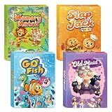 underbartliv Card Games for Kids: Go Fish, Old Maid, Slap Jack, and Memory Match — 4 Decks in 1 Pack. Classic Kids Card Games for Family Game Night, Perfect for Toddlers, Kids