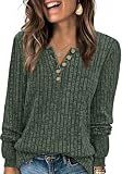 XIEERDUO Sweaters for Women Fall Tunic Tops Dressy Christmas Sweaters Long Sleeve Henley Shirts Green M