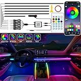Jushope Interior Car LED Strip Lights, Acrylic LED Lights for Car with Dynamic Dreamcolor Chasing, Ambient Lighting Kits Music Sync Wireless APP and RF Remote Control (6 in 1)