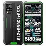 Blackview BV4800 Pro Android 14 Rugged Phone Unlocked, Octa-core 12GB+128GB/SD 2TB, IP69K Waterproof Rugged Smartphone, 6.56''HD+Display, 5180mAh Battery, NFC, 4G Dual SIM, 3 Card Slots,Glove Mode,GPS