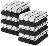 Utopia Kitchen Towels 12 Pack, 15 by 25 Inches, 100% Ring Spun Cotton Super Soft and Absorbent Linen Dish, Tea and Bar Towels Set, Black