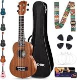 AODSK Soprano Ukulele for Beginner 21 Inch Ukelele with Gig Bag Strap Nylon String 4 Picks Holiday Gift
