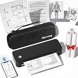 Gloryang Inkless Portable Printer for Travel, Wireless Thermal Printer Supports 8.5 x 11 Inch Thermal Paper, Bluetooth Machine Includes Carry Case and 3 Rolls of Paper Kit, Black