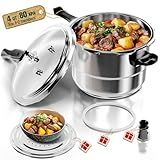 WantJoin Pressure Cooker Stainless Steel 4 Qt, Commercial Stove Top Pressure Cooker Pot Used for Pressure Foodie or Steaming, Compatible with Gas & Induction Cooker