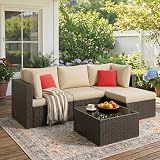 Vongrasig 5 Piece Patio Furniture Sets, Outdoor Patio Set Sectional Sofa