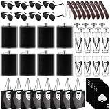 Tioncy 48 Pcs Groomsmen Gifts Set of 8, Groomsmen Proposal Box with Groomsman Proposal Gifts Bags Engraved Knife Shot Glasses Steel Hip Flask Poker Card Opener Sunglasses for Wedding Groomsman