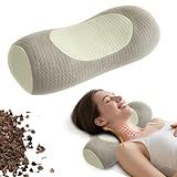 Qirelle Organic Buckwheat Cervical Neck Pillow – Adjustable Neck Roll for Sleeping, Ergonomic Neck Support Bolster for Side & Back Sleepers, Pillow for Neck Pain Relief and Spine Alignment