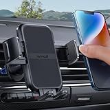 Lamicall 2025 Wider Clamp & Metal Hook Car Phone Holder Vent [Thick Cases Friendly] Phone Holders for Your Car Mount Automobile Hands Free Cradle Air Vent for iPhone 16 15 14 13 Pro Max Smartphone