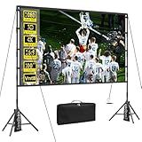 100 inch Projector Screen and Stand, Outdoor Indoor Projector Screen16:9 Foldable Portable Projector Screens for Movie Night Support Double Sided Projection 100inch