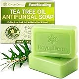 Roycederm Antifungal Antibacterial Tea Tree Soap: Antifungal Antibacterial Treatment for Face & Body Acne, Athlete's Foot, Tinea, Folliculitis Ringworm Jock Itch (Pack of 1)