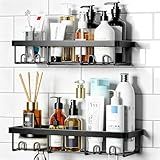 Moforoco Shower Caddy Shelf Organizer Rack, Self Adhesive Black Bathroom Shelves Basket, Home Farmhouse Wall Inside Organization and Storage Decor Rv Accessories, First Camper Apartment Essentials