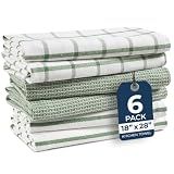 LANE LINEN Cotton Kitchen Towels Set, 6-Pack – Absorbent, Quick-Drying Dish Towels, 18" x 28", Premium Hand and Tea Towels - Olive