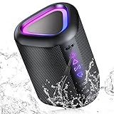 aowoka Bluetooth Speaker, 2025 Portable Wireless Speakers with Led Light, Bluetooth 5.4, 24H Playtime, Enhanced Bass, IPX7 Waterproof, Outdoor Speaker for Travel, Sport, Party, Biking.