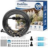 120FT Misters for Outside Patio, Outdoor Misting Cooling System with 28 Brass Nozzles & 2 Water Filters, DIY Misting Kit for Backyard Garden Greenhouse Deck Umbrella Canopy Pool Porch Trampoline