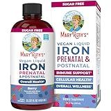 MaryRuth’s Prenatal Postnatal Iron Liquid | Iron Supplement for Prenatal & Postnatal | with Ferrochel | Red Blood Cell Production | Sugar Free | Vegan | Non-GMO | Gluten Free | 15.22 Fl Oz