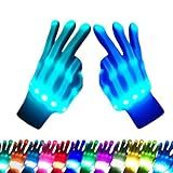 COLEDRE Kids Toys 12 Colors LED Gloves Cool Toys Gifts for Age 5-7 8-12 Years Old Boys Girls Stocking Stuffers Kids Teens Christmas Halloween Costumes Light Up Gloves Party Favors (1 Pair M)