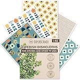 SUPERSCANDI 5 Pack Swedish Dishcloths for Kitchen - 100% Biodegradable & Compostable | Reusable Paper Towels Washable, Food-Safe & Without Plastic - Dish Rags Suitable for Any Surface | Scandi Design