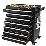 Barphygo Rolling Tool Chest, 7-Drawers Metal Tool Box with Wheels, Garage Storage Tool Cart with Lock Tools Drawer Organization Toolbox for Warehouse, Workshop & Repair Shop