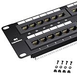 Cable Matters [UL Listed] 48 Port Patch Panel Rackmount or Wall Mount 19-Inch, 2U Cat6 Network Patch Panel for 10 Gigabit Ethernet, 110 or Krone Impact Tools Compatible