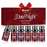 Date Night Fragrance Oils Set, Premium Essential Oils Set for Candle & Soap Making, Scented Oils for Perfume, Rose of Turkish, Romance Water, Valentines Day Gifts for Women