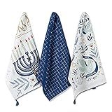 DII Hanukkah Kitchen Collection Festival of Lights Celebration Decor, Dish Towel Set, 18x28, Happy Hanukkah, 3 Piece