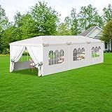 10' x 30' Outdoor Gazebo Tents with 8 Removable Sidewalls, White Shade Canopy Tents with Transparent Windows, Patio Gazebo Tent for Party/Wedding/Beach/BBQ/Birthday/Events/Gatherings