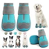 Dog Boots for Large Dogs, Medium Dog Boots & Paw Protectors for Hardwood Floors, Outdoor Dog Booties for Hot Pavement Winter Snow Hiking, Dog Shoes with Reflective Strips