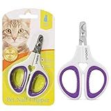 OneCut Pet Nail Clippers, Update Version Cat & Kitten Claw Nail Clippers for Trimming, Professional Pet Nail Clippers Best for a Cat, Puppy,Rabbit, Kitten & Small Dog,Sharp & Safe (Purple)