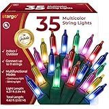Warm Multi Color Christmas Lights - 6.3 ft String of 35 Incandescent Mini Bulbs Multifunctional Lighting Modes, for Decorative, Bedroom, Outdoor, Xmas Twinkle Tree Lights with Green Wire Total 6.6 ft