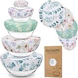 Revahope 5-Size Reusable Beeswax Bowl Covers for Bread Proofing, Cotton Cloth Flexible Beeswax Wraps for Sourdough Bread Cover and Food Storage