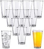 Kitchen Lux Pint Beer Glasses Set of 12 – 16 oz Tall Clear Drinking Glasses and All Purpose Tumblers – Heavy Base Cocktail, Water, Juice Glass – Pub Style Design For Home Dining, Bars, and Parties