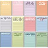 Funny Notepads with Sayings Sticky Funny Office Supplies to Do List Sarcastic Work Assorted Notepad for Workers, 12 Designs, 3 x 3.93 Inch(Classic Style)