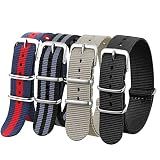 Verbstel Nylon Watchband Replacement Quick Release Heavy Buckle Watchstraps for Men Women (20MM, Red Blue/Black Gray/Khaki/Black)
