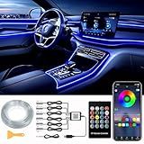 DEHERANE Interior Car LED Strip Lights, RGB 6 in 1 Ambient Lighting Kit with 315 inches Integrated Fiber Optic, 16 Million Colors Car Interior Lights with Wireless APP& Remote Control, Sync to Music