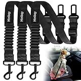 Thickened Dog Seat Belt for Car, 3 Pack Set Retractable Dog Car Leash Adjustable Dog Seat Belt for Vehicle Nylon Pet Safety Seat Belts Heavy Duty & Elastic,Seat Belt for Large Dogs in Car, Black