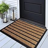 ubdyo Extra Durable Door Mat - Dirt Trapping Outdoor Welcome Mats - Non-Slip Outdoor Indoor Entrance - Low Profile Front Doormat (30" x 17", Bright Brown)
