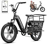 HOVSCO Family Electric Bike with Child Seat - 1300W 28MPH Fat Tire Ebike, 48V 15Ah Battery, Space Aluminum Step-Through Frame, Hydraulic Brakes & APP Control, UL 2849 Certification