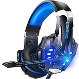 BENGOO G9000 Stereo Gaming Headset for PS4 PC Xbox One PS5 Controller, Noise Cancelling Over Ear Headphones with Mic, LED Light, 7.1 Surround Sound, Soft Memory Earmuffs for Nintendo Xbox Series X|S