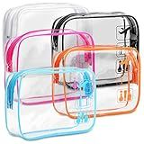F-color TSA Approved Toiletry Bag - 5 Pack Clear Toiletry Bags Quart Size Travel Bag, Clear Cosmetic Makeup Bags for Women Men, Carry on Airport Airline Compliant Bag, 5 Colors(for age 12 or above)