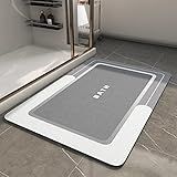 MontVoo-Bath Mat-Bathroom Mat Rug Non Slip Super Absorbent Stain Resistant Quick Dry Thin Bathroom Rug-Bath Mats for Bathroom Floor Bathtub Vanity-Bathmat Bath Rug Easy Care-17"x27" Grey